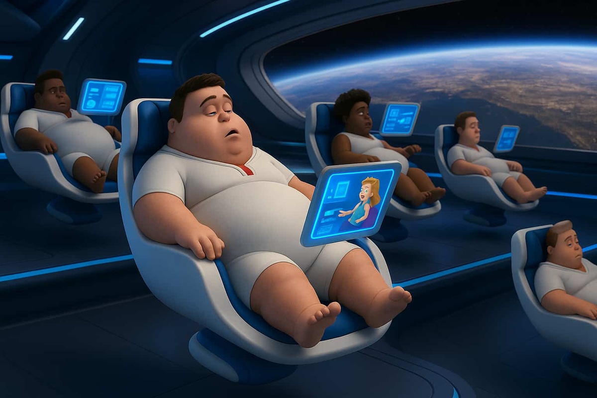 'Het toekomstbeeld in de film Wall-E schetst mensen met overgewict die hun stoel niet meer uit komen.'